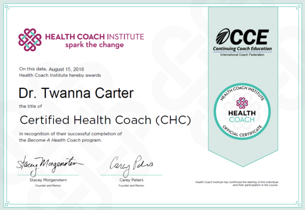 Certified Health Coach - Health Coach Institute, 2018