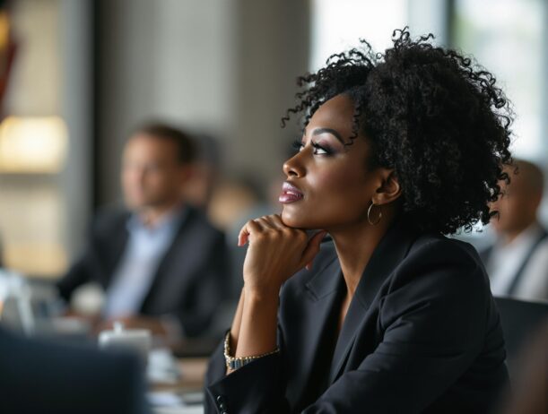 Black woman daydreaming; time to change careers; best Black executive coach; find Black executive coach; changing careers; stuck in your career; best Black career coach;