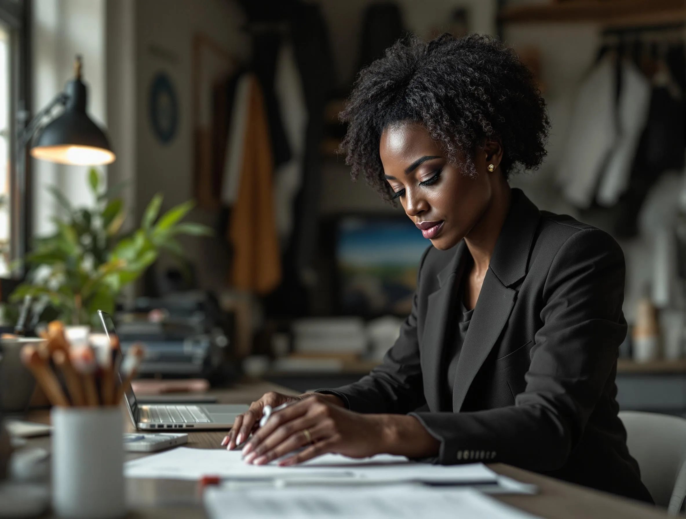 Black woman executive working at the office; find Black executive coach; best Black executive coach near; find Black career coach; best Black career coach near; stop overgiving, stop over performing