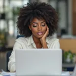 Black woman leader, sitting at her desk, eyes closed you feel empty, what to do when you feel empty, leading while empty, Black women executive coaching, high-achieving Black women, emotional disconnection in leadership, showing up while feeling empty, performing while disconnected, burnout vs emptiness, success without fulfillment, executive coaching for Black women, feeling empty in a successful career, high performers feeling lost, how to reconnect with purpose, living on autopilot, strong Black woman expectations, pressure to perform in leadership, internal disconnect at work, numbness in executive roles, V.I.P. Roadmap session, coaching for purpose and peace