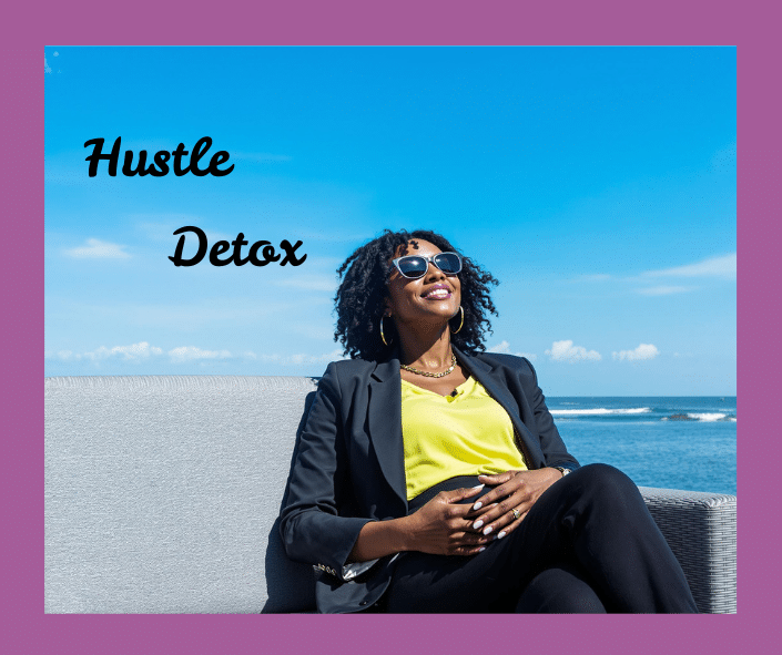 Black woman relaxing; you need a hustle detox; stress management coach; Black stress management coach; find Black executive coach near; best Black executive coach near; best Black career coach near; executive coaching for Black women; stress management