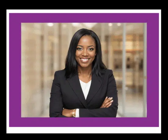 Black woman executive looking confident;