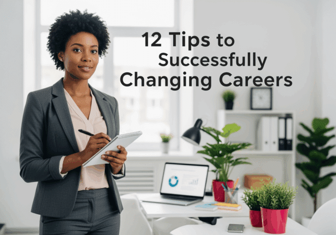 Black woman executive standing with a pad; 12 Tips to Successfully Changing Careers ; find Black executive coach near; best Black executive coach near; executive career coach for black women; career change coach for black women executives; career coaching for women of color executives; black female executive coach career change; online executive career coach; virtual executive career coaching; executive career coach new york; executive career coach texas; executive career coach washington dc; executive career coach dallas; healthcare executive career coach; finance executive career coach ; nonprofit executive career coach