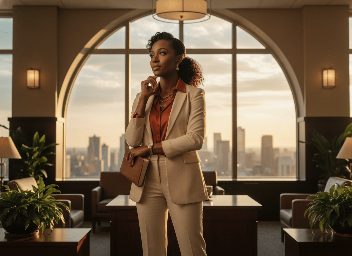 Black woman executive, looking pensive; Executive Black Women Here's How to Break the Cycle of Second-Guessing and Doubt; confidence for Black women leaders, break the cycle of second guessing, quiet the inner critic, imposter syndrome Black women executives, fear of visibility Black women, leadership self-doubt Black women, best Black executive coach near; find Black executive coach near
