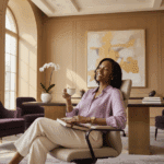 Black woman drinking tea; The Leadership Myth That Hurts High-Achieving Black Women. Why Slowing Down Doesn’t Make You Weak; best Black executive career coach near; find Black executive coach near; Best executive coaching for Black women, leadership coaching for Black women near me, Black women executive coach near me, coaching for Black women leaders, Best Black women entrepreneurship coaching near, career coaching for Black women, trauma-informed executive coaching near, burnout recovery for Black women near, workplace trauma Black women, confidence coaching for Black women,