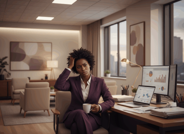 exhausted Black woman executive; The Hidden Cost of Being the Strong One at Work; executive career partner,
executive career partners
find Black executive coach near; best Black executive coach near; emotional exhaustion, isolation, and guilt Black women face when they carry everything; executive coaching for Black women,
confidence for Black women leaders,
survival mode Black women,
executive presence Black women,
quiet cracking,
workplace trauma Black women,
toxic workplace Black women,
strategic career mapping,
rest without guilt,
burnout recovery for Black women executives,
