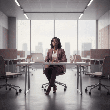Black woman sitting alone at her desk; Workplace Isolation for Black Women Execs - 11 Powerful Strategies_Twanna Carter workplace isolation coaching executive coaching for workplace isolation Black women executive coaching workplace isolation support program leadership coaching for isolated executives career coaching for workplace struggles emotional wellness coaching for leaders confidence coaching for Black women execs; executive coaching for Black women; find Black career coach near; best Black executive coach near; hire executive coach for Black women; executive career partners; executive career partner