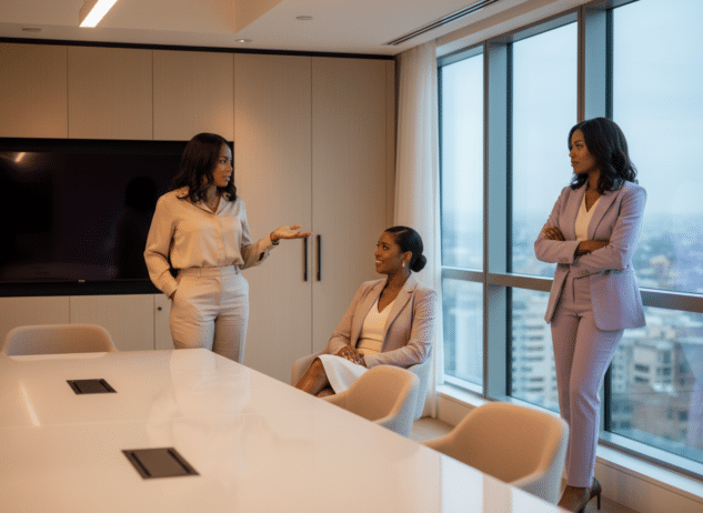 3 senior Black women in an office;  The Real Secret Behind Executive Presence for Black Women (It's Not What You Think)
