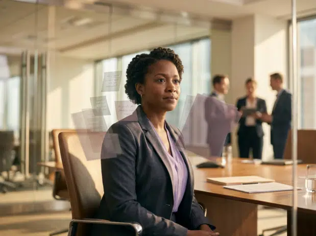 Black women sitting in office; The Invisible Tax. What It's Really Costing You to Lead While Black and Female