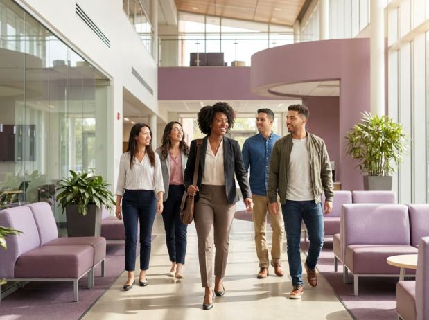 Black woman executive walking with her team; best Black executive coach near; executive coaching for Black women; leadership coaching for Black women near