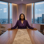 Black woman seated at board table; You're Doing Director Level Work. Here's How to Claim the Title.;best Black executive near; find Black executive coach near