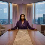 Black woman seated at board table; You're Doing Director Level Work. Here's How to Claim the Title.;best Black executive near; find Black executive coach near