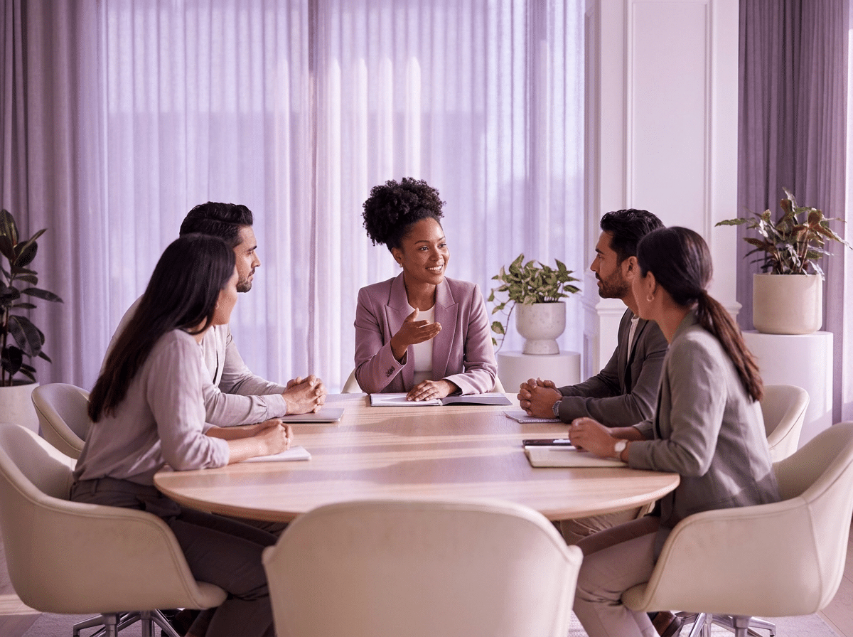 Black woman leading a meeting; Why Emotional Intelligence Is the Most Powerful Leadership Asset Black Women Have; find Black executive coach near; leadership; best Black executive career coach near