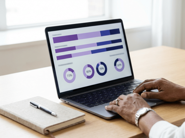 Black woman typing; Laid Off in Tech? How ProfileXT® Helps Executive Black Women Pivot Powerfully