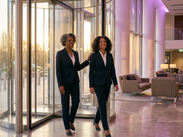 Black woman with her sponsor; how is sponsorship different from mentorship; visibility tax